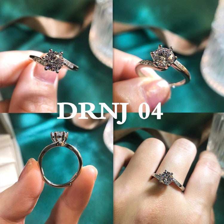 Eight Heart Eight Arrow Zircon Imitation Moissanite Ring for Women and Men's Six Claw Wedding Ring