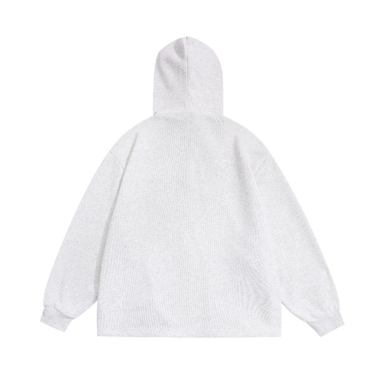 Loose Hoodie with Vintage Letter Embroidery Design