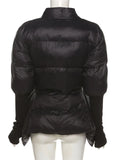 Black Winter Coat For Women V Neck Long Sleeve Solid Straight Casual Cotton Coats Female Korean Fashion Clothes New