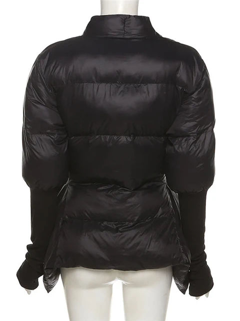 Black Winter Coat For Women V Neck Long Sleeve Solid Straight Casual Cotton Coats Female Korean Fashion Clothes New