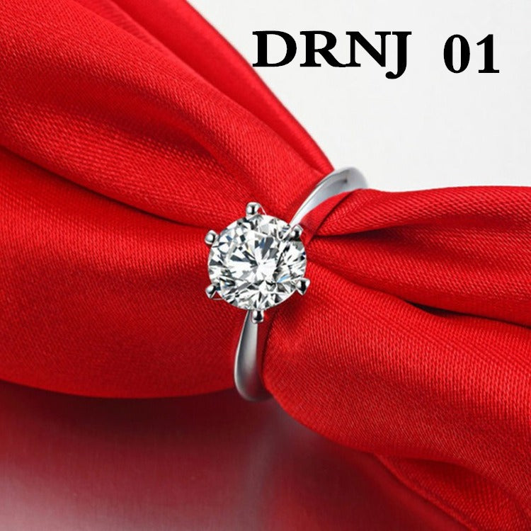Eight Heart Eight Arrow Zircon Imitation Moissanite Ring for Women and Men's Six Claw Wedding Ring