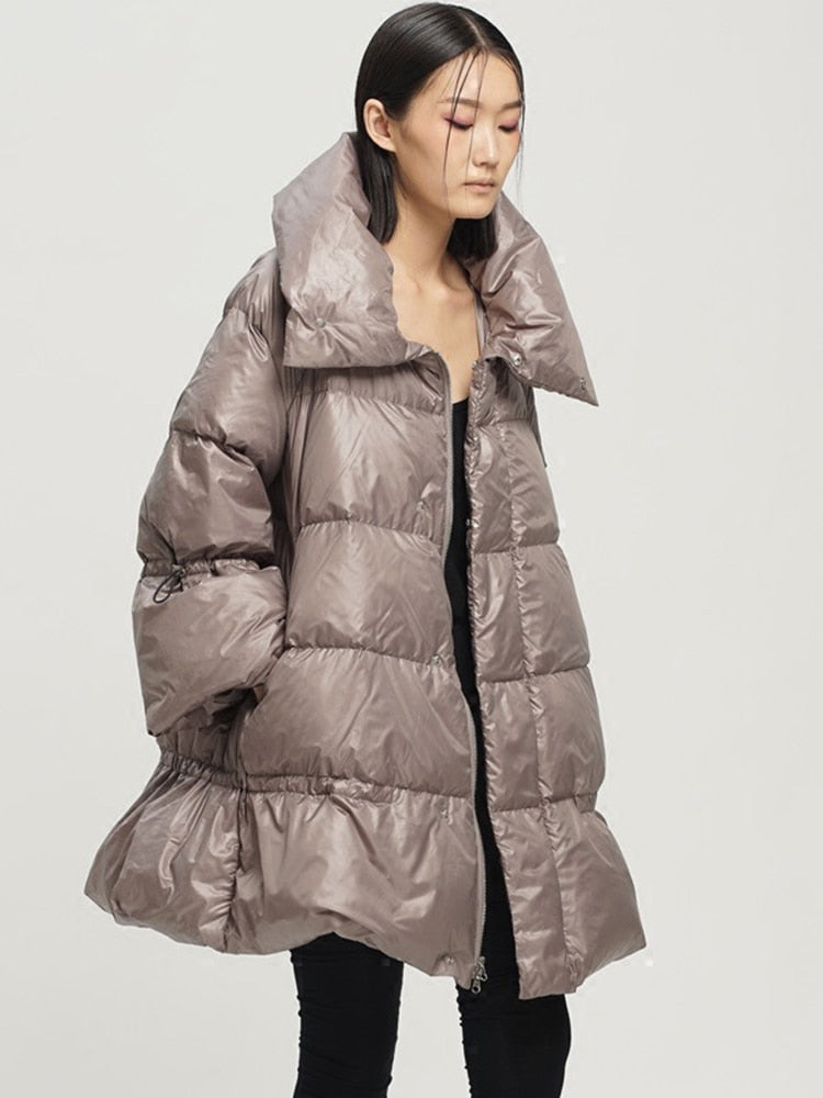 Stand Collar Long Sleeve Solid Color Loose Parkas Fashion Streetwear Coats For Women Winter Warm Clothing