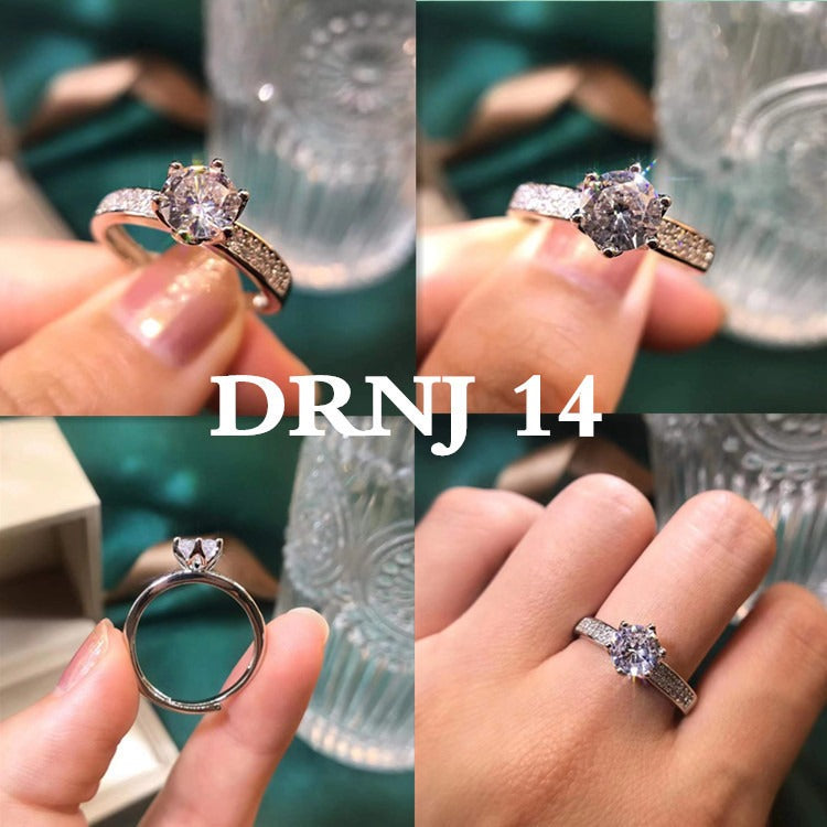 Eight Heart Eight Arrow Zircon Imitation Moissanite Ring for Women and Men's Six Claw Wedding Ring