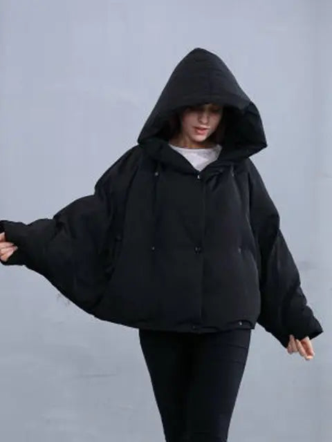 Winter Women's Parkas Fashion Tide Loose Fluffy Orange Red Oversized Down Jacket New Hooded Long Sleeve Warm Coats