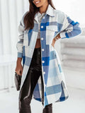 Long Plaid Jackets Coat Women Winter Thick Long Coats Jacket