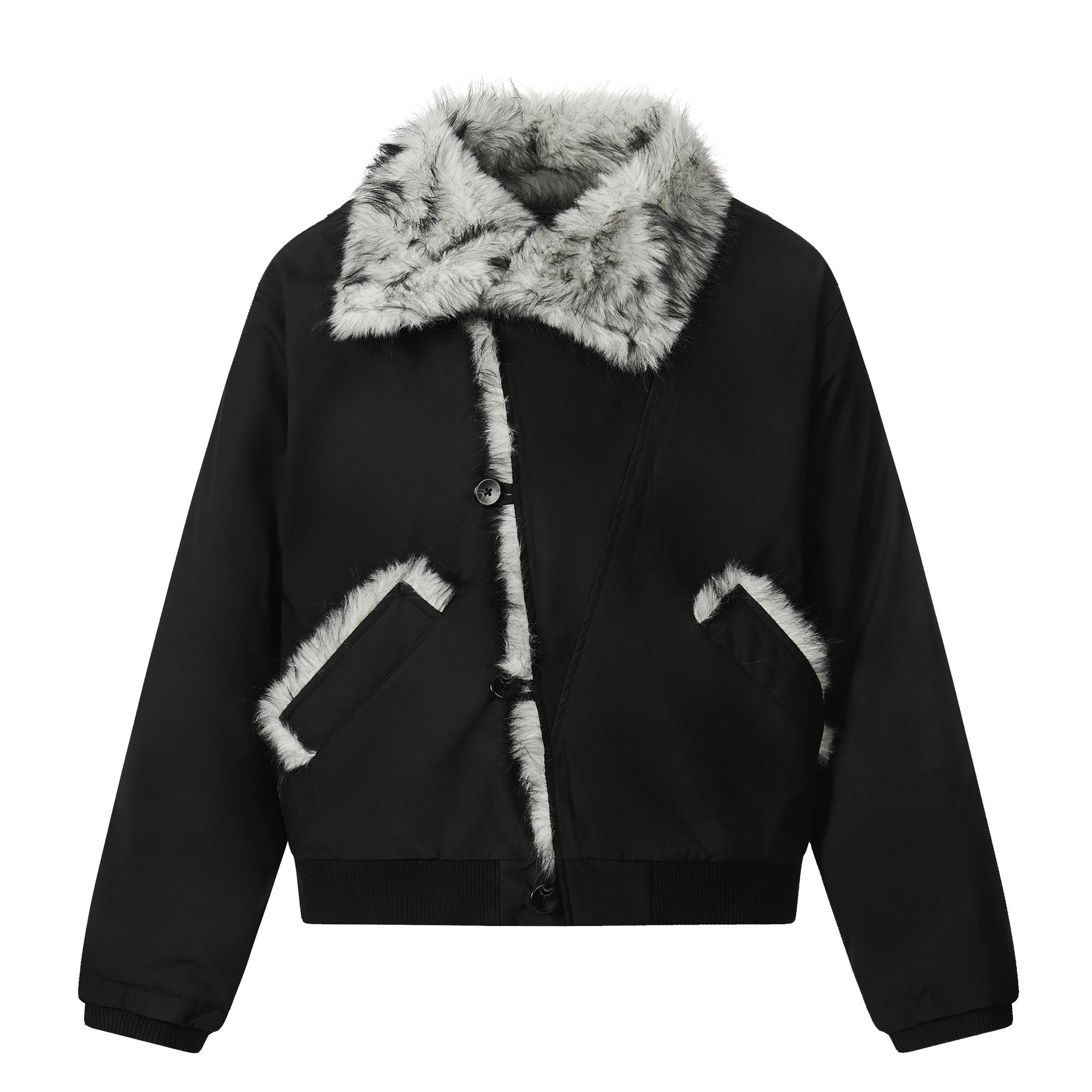 Cotton jacket with fur collar