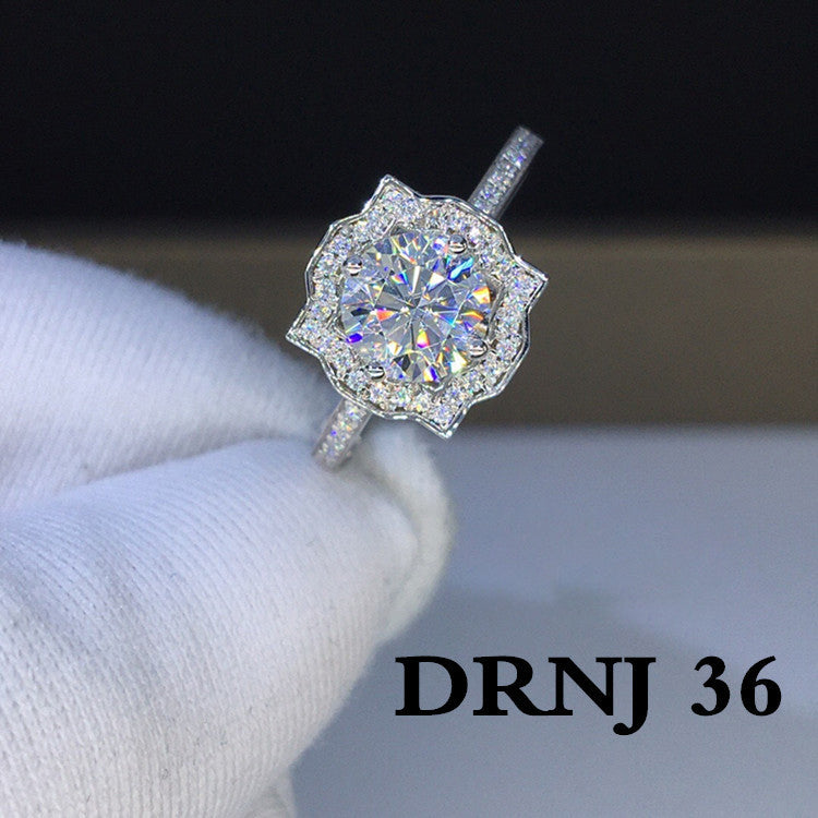 Eight Heart Eight Arrow Zircon Imitation Moissanite Ring for Women and Men's Six Claw Wedding Ring