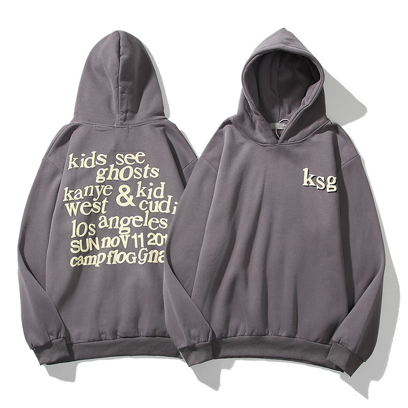 Kanye Unisex Graffiti Foam Letter Printed Hooded Sweater