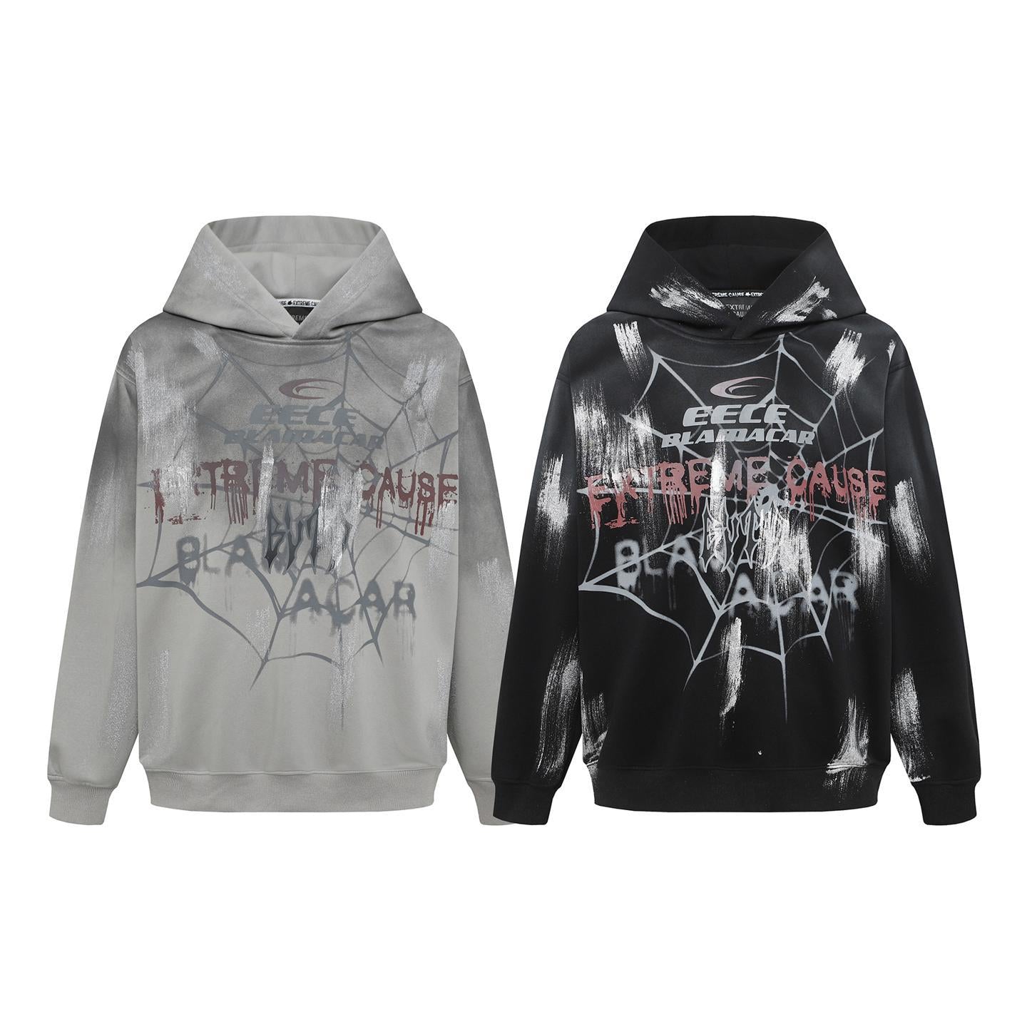 Paint hand-painted spider graffiti hooded sweatshirt