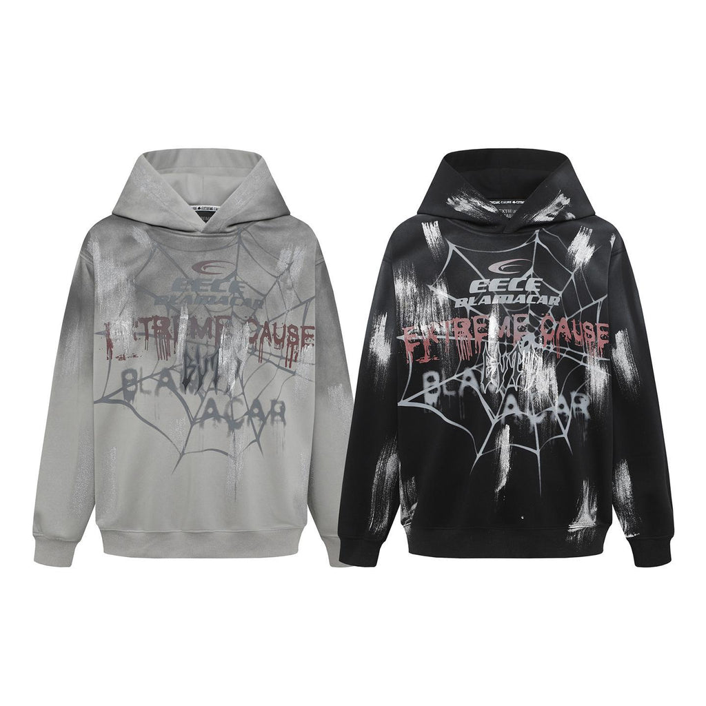 Paint hand-painted spider graffiti hooded sweatshirt