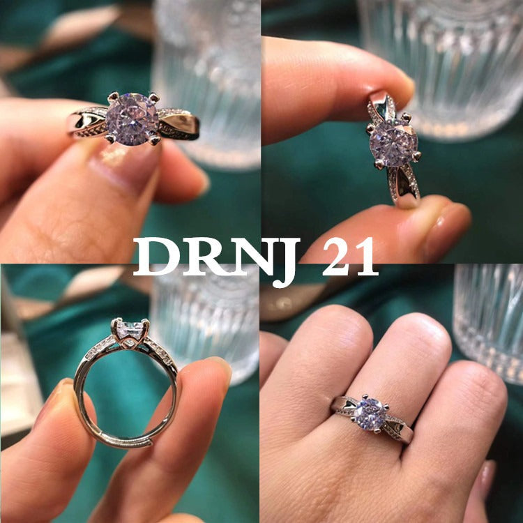 Eight Heart Eight Arrow Zircon Imitation Moissanite Ring for Women and Men's Six Claw Wedding Ring