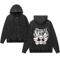 Washed vintage hoodie hooded zipper jacket
