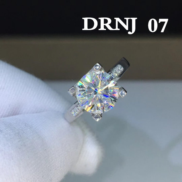 Eight Heart Eight Arrow Zircon Imitation Moissanite Ring for Women and Men's Six Claw Wedding Ring