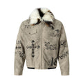 Gothic cross printed cotton jacket