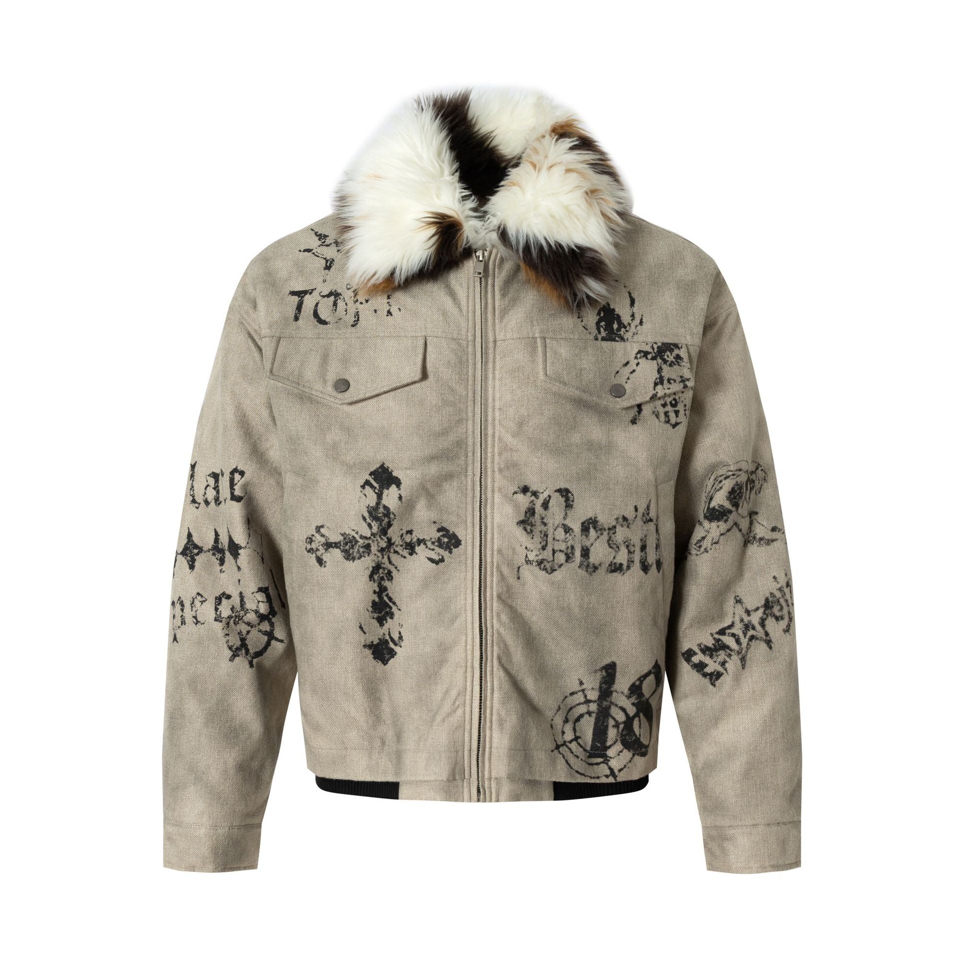 Gothic cross printed cotton jacket