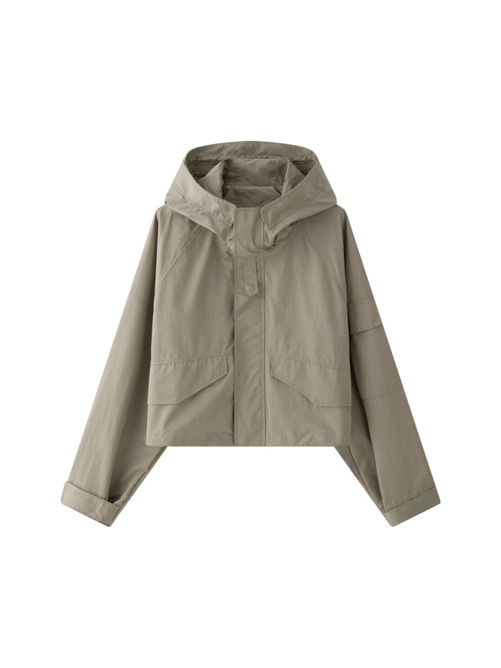 Japanese outdoor style stand up collar hooded jacket loose silhouette slimming casual jacket for women