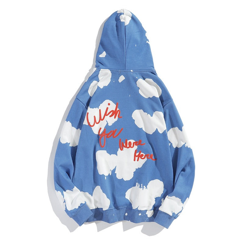 Kanye Blue Sky and White Clouds Tie Dyed Hoodie