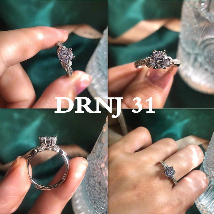 Eight Heart Eight Arrow Zircon Imitation Moissanite Ring for Women and Men's Six Claw Wedding Ring