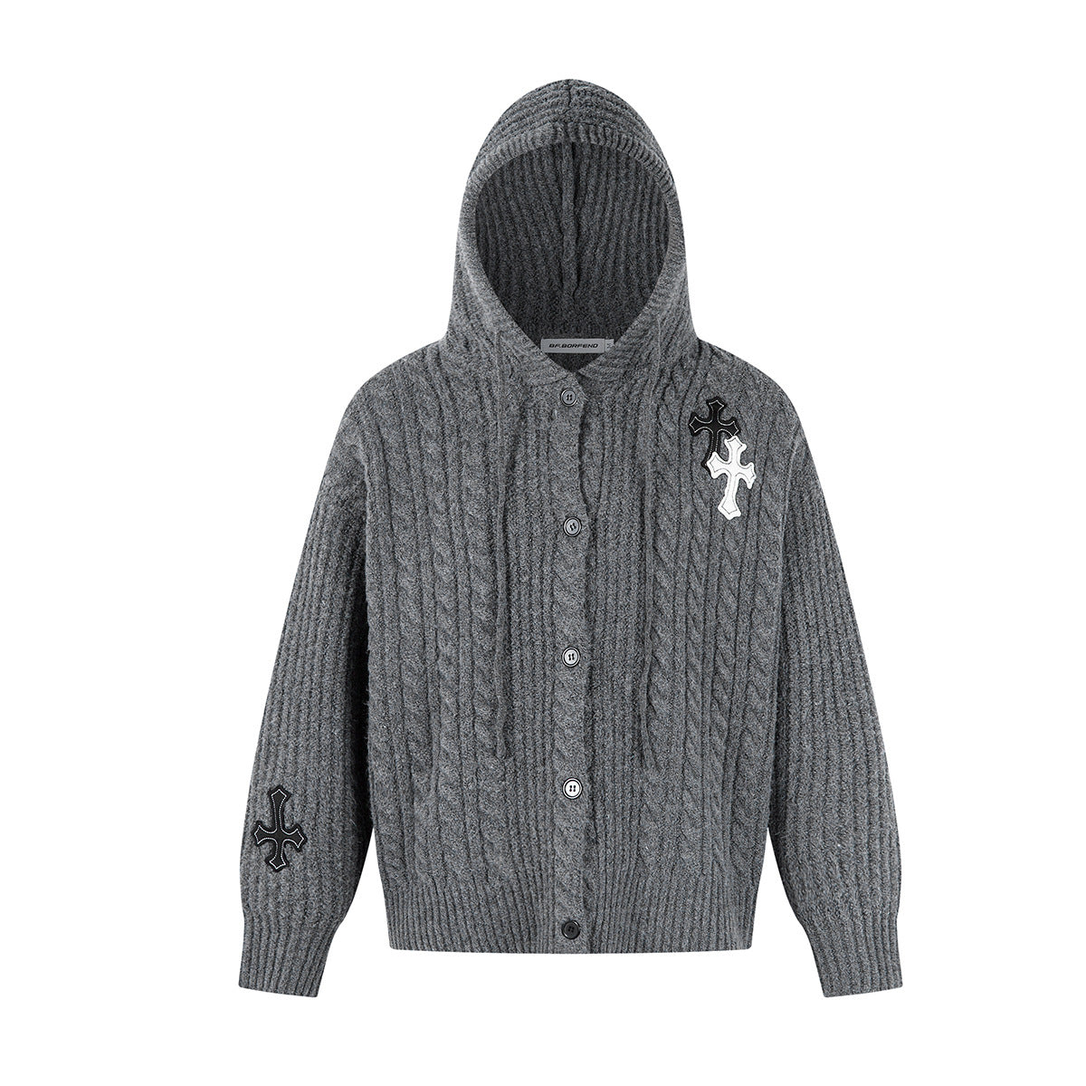 Cross patch embroidered knitted sweater