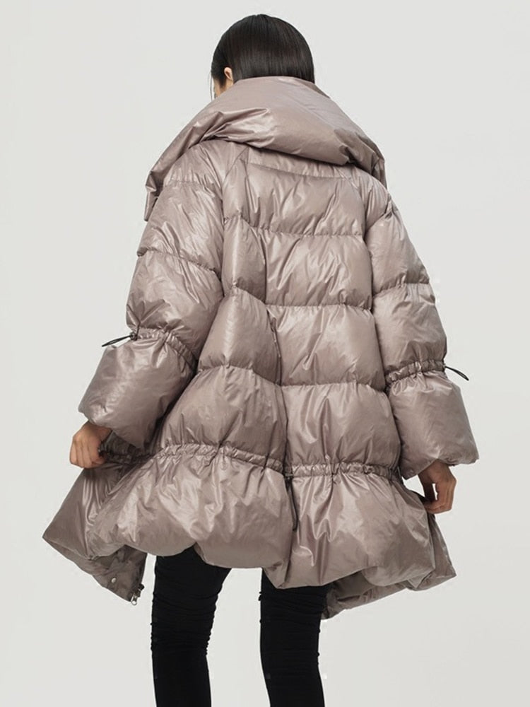 Stand Collar Long Sleeve Solid Color Loose Parkas Fashion Streetwear Coats For Women Winter Warm Clothing