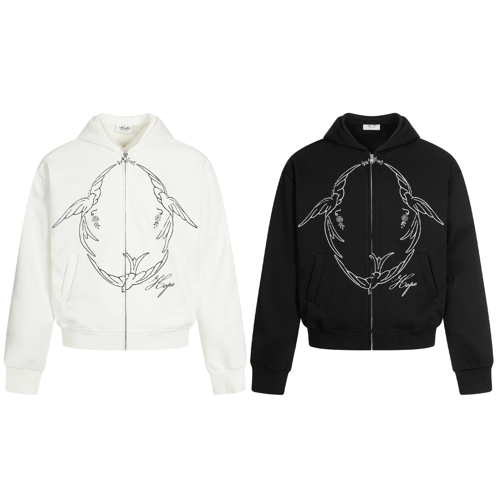 Printed cardigan zipper hoodie