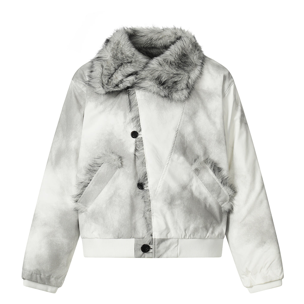 Cotton jacket with fur collar