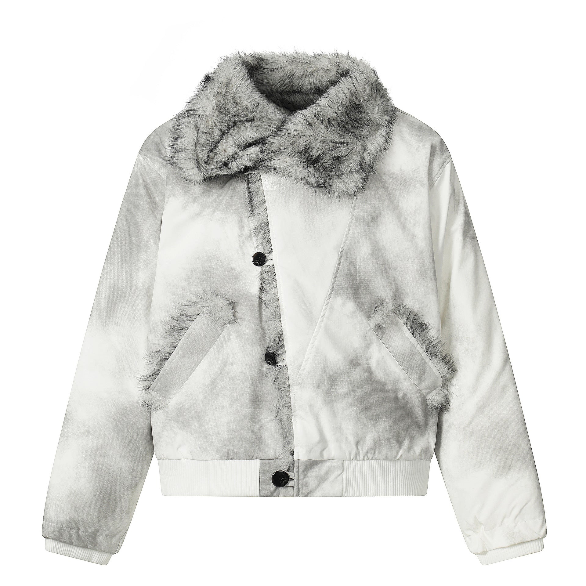 Cotton jacket with fur collar