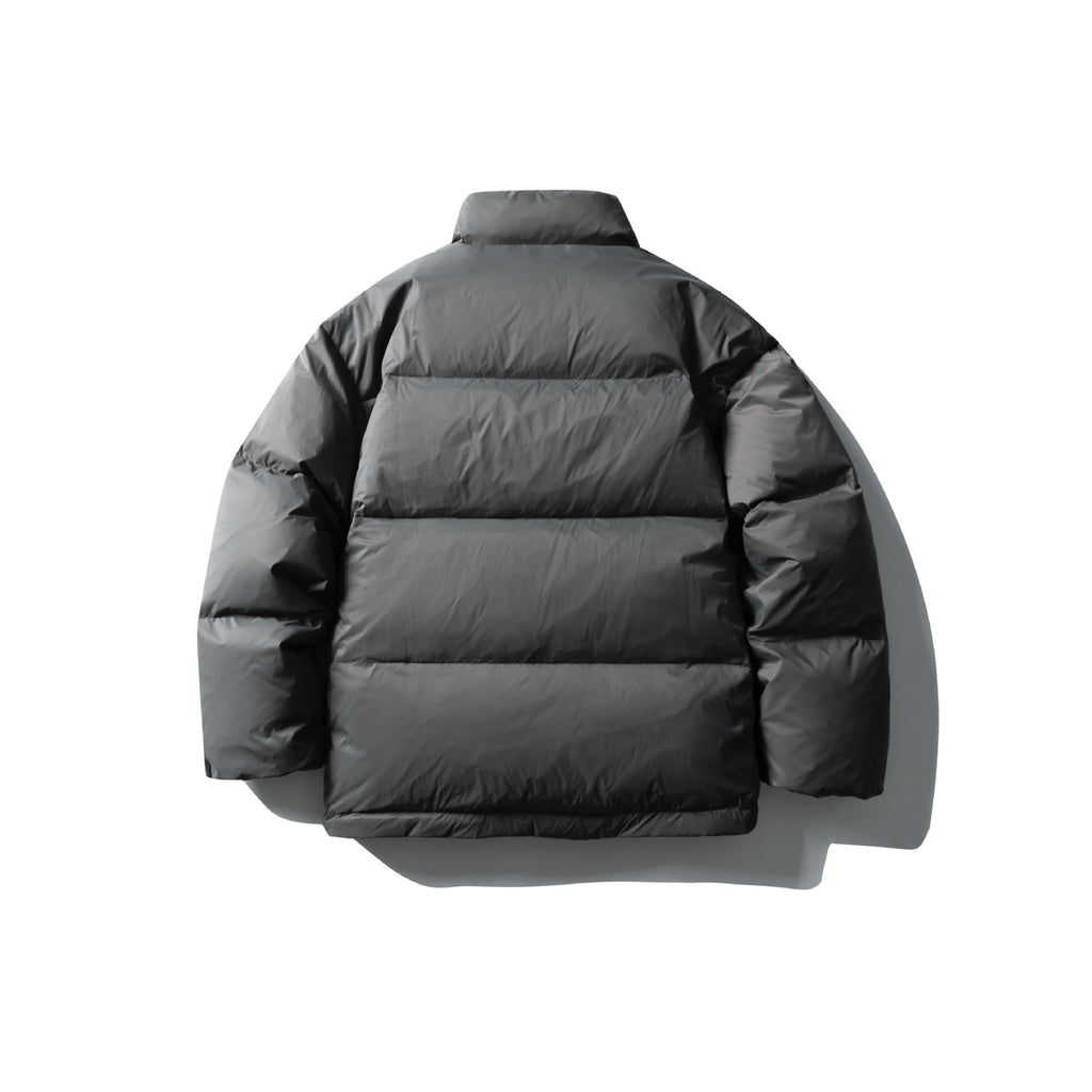 White Duck Down  Zipper  Stand Collar Puffer Down Jacket