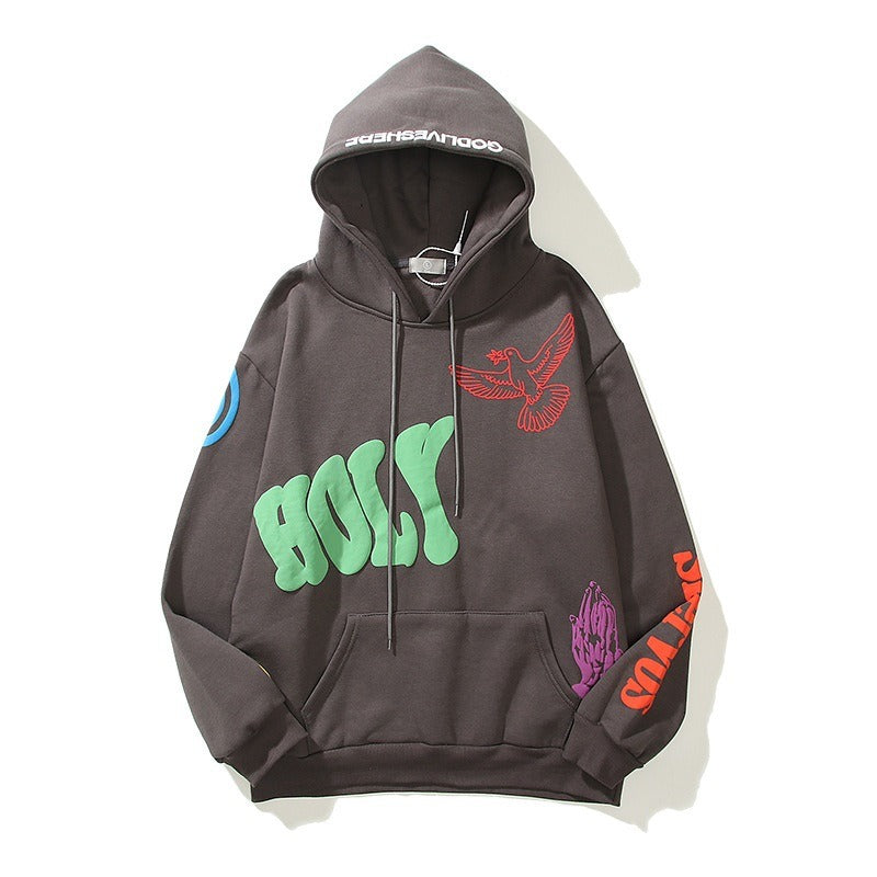 Kanye Kanye Three Dimensional Foam Graffiti Print Hoodie