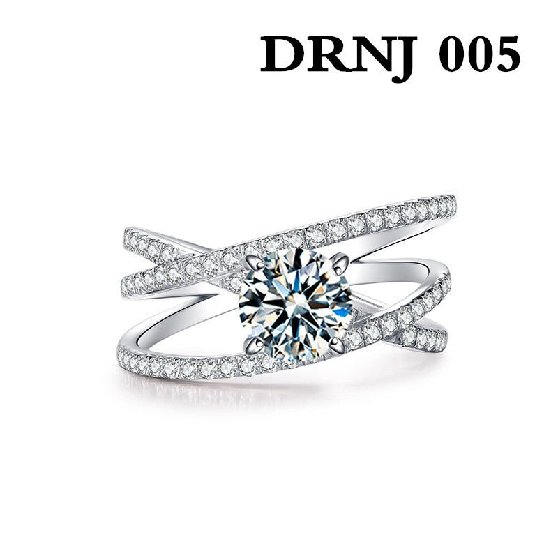 Eight Heart Eight Arrow Zircon Imitation Moissanite Ring for Women and Men's Six Claw Wedding Ring