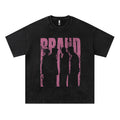 Streetwear Hip Hop Washed Portrait Print T-Shirt for Men and Women, Summer Retro Unique Loose Fit Couple Short Sleeve Top