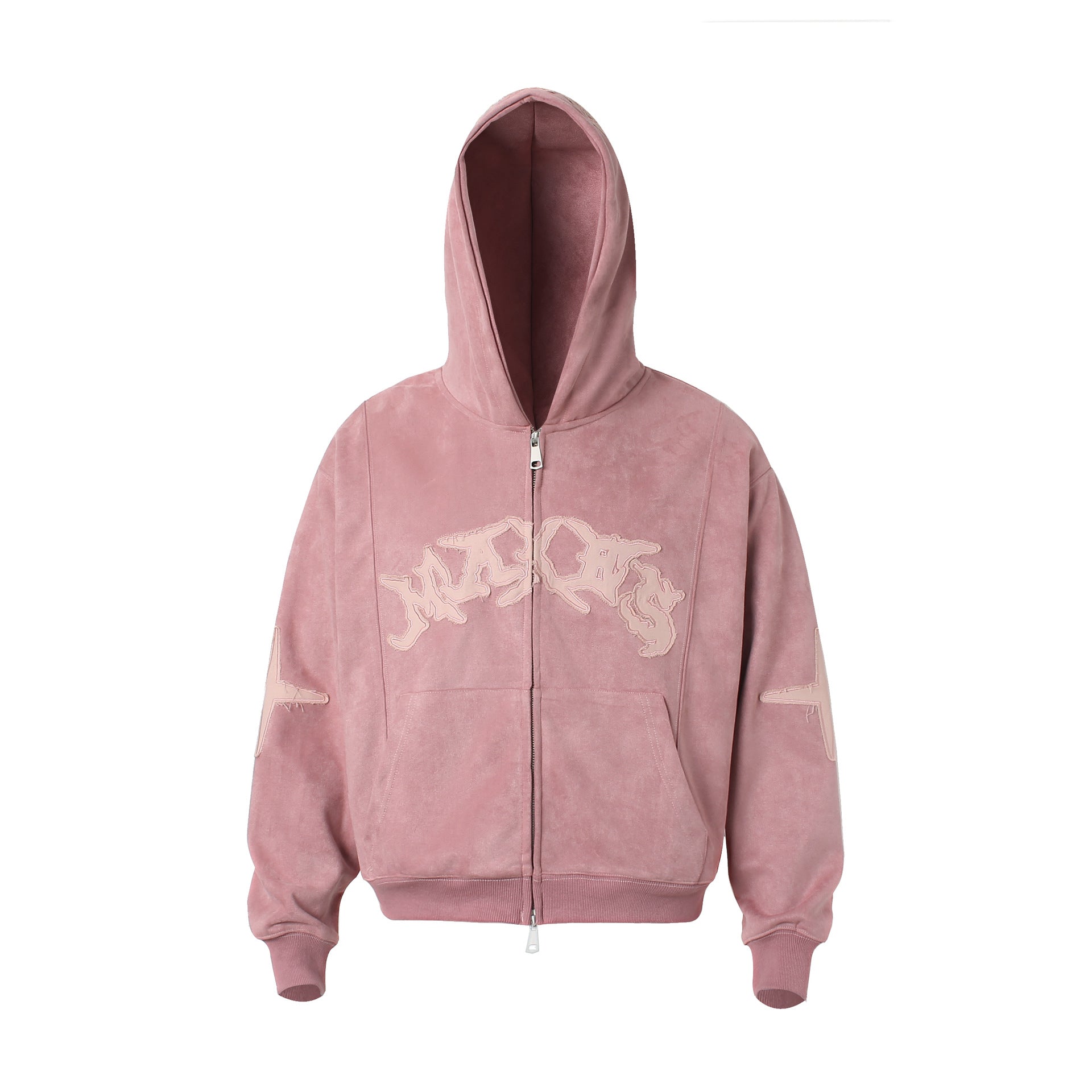 Suede cross patch hooded sweatshirt for men