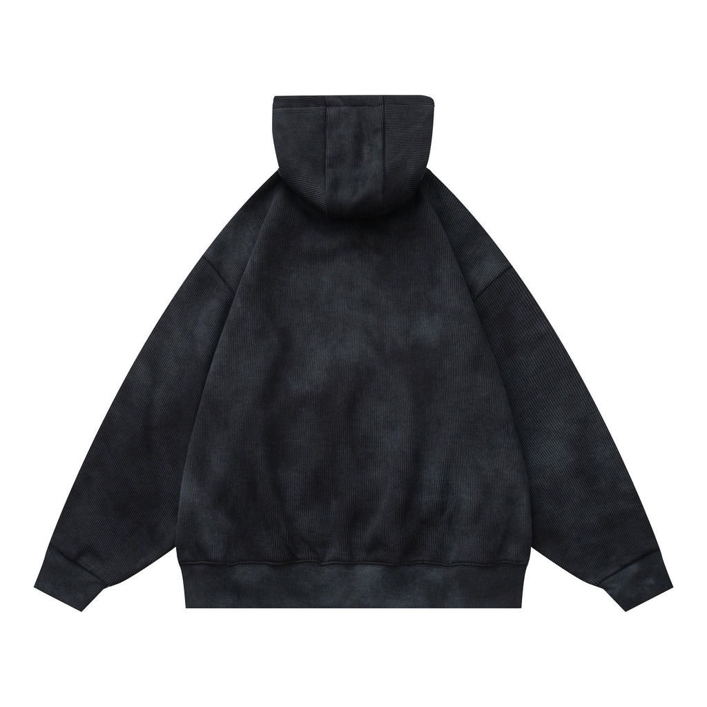 Heavyweight Washed Vintage Letter Print Loose Fleece Hoodie