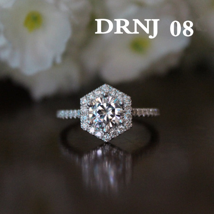 Eight Heart Eight Arrow Zircon Imitation Moissanite Ring for Women and Men's Six Claw Wedding Ring