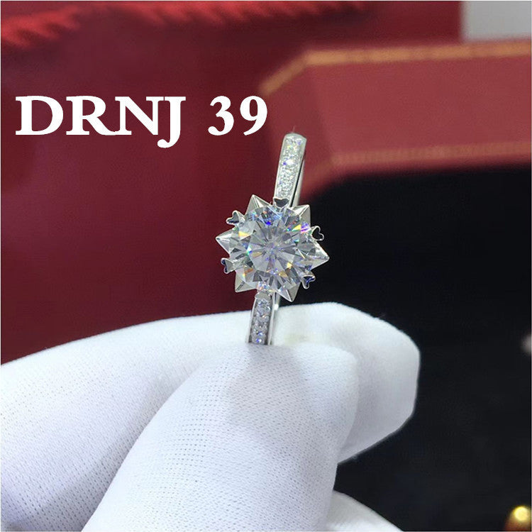 Eight Heart Eight Arrow Zircon Imitation Moissanite Ring for Women and Men's Six Claw Wedding Ring
