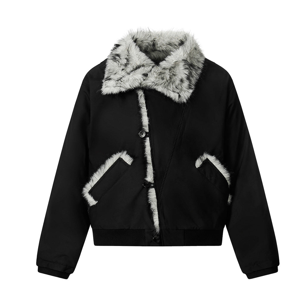 Cotton jacket with fur collar