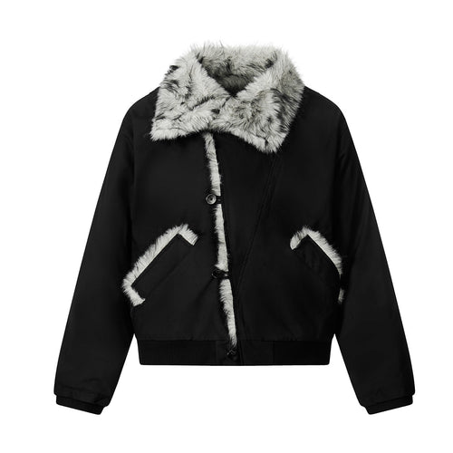 Cotton jacket with fur collar