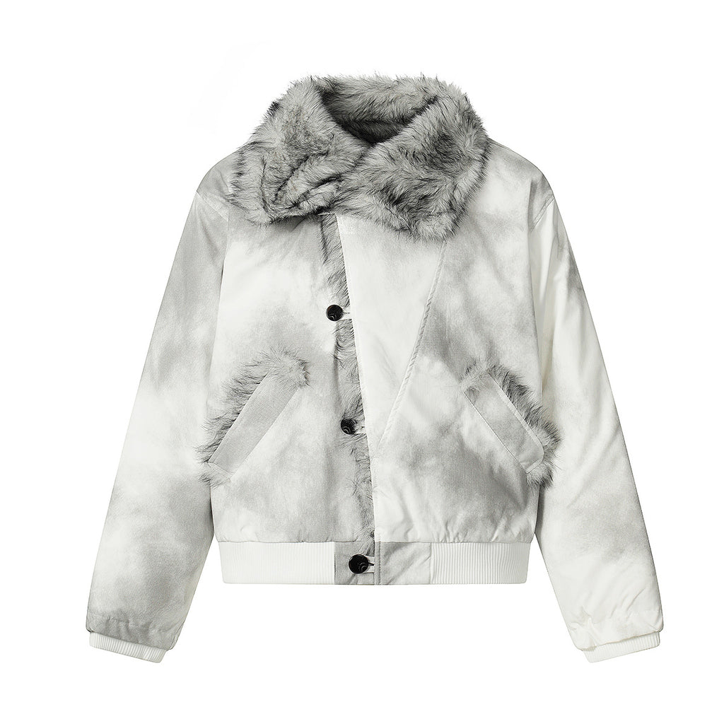 Cotton jacket with fur collar
