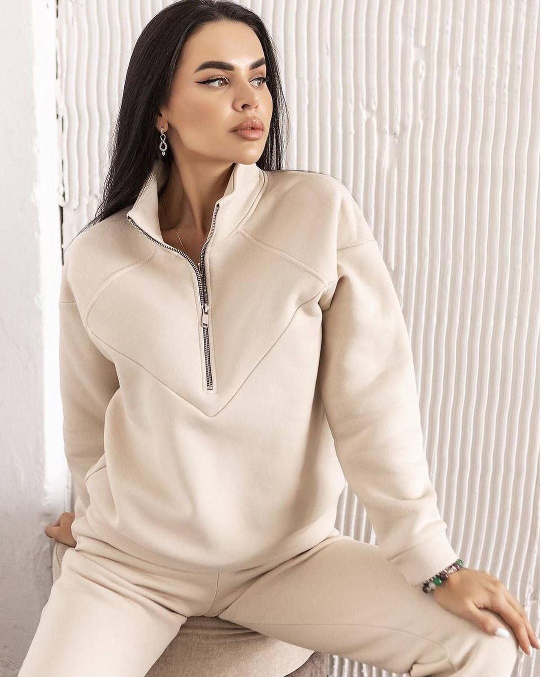 Spring and Autumn Fashion Casual Hoodie Two piece Set Long Sleeve Solid Color Casual Set