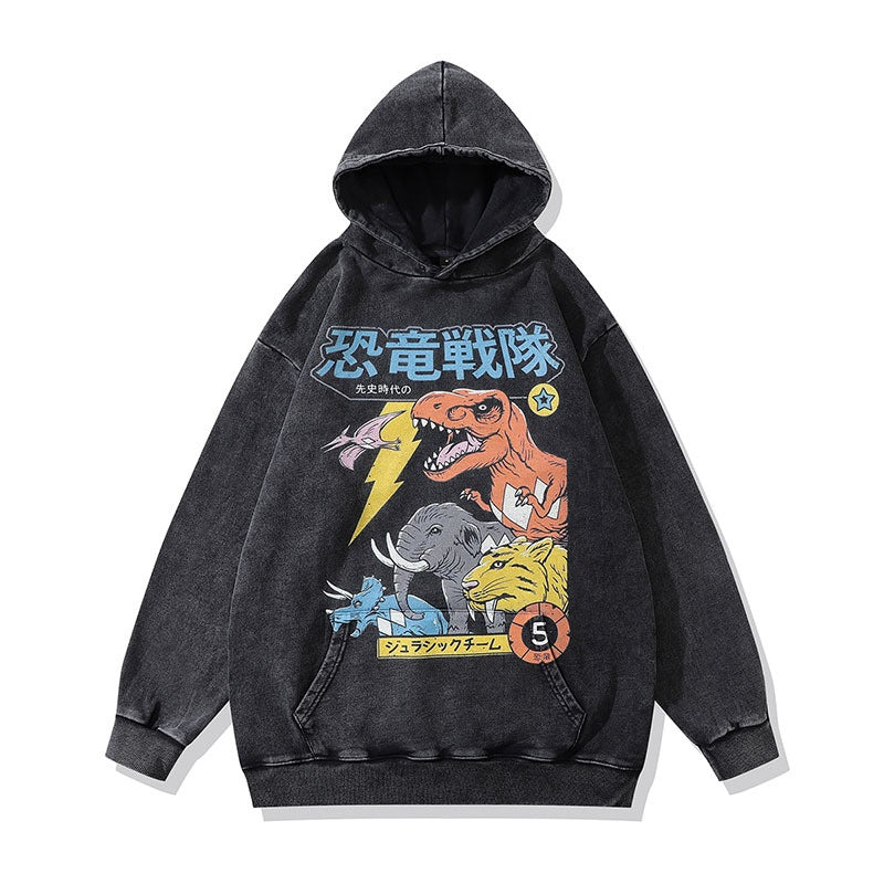 Direct Spray Print Loose Pure Cotton Washed Vintage Hoodie