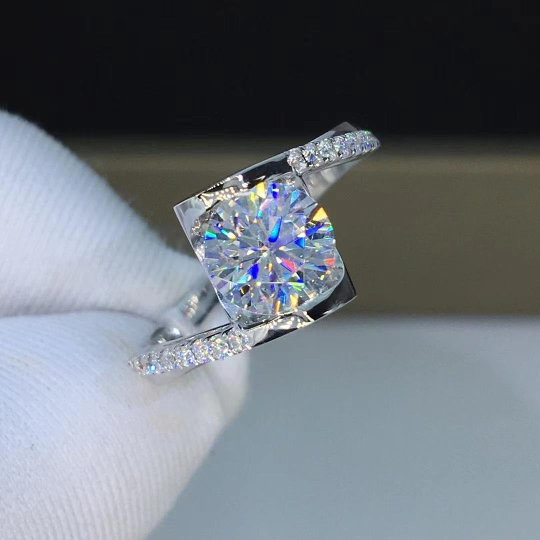 Eight Heart Eight Arrow Zircon Imitation Moissanite Ring for Women and Men's Six Claw Wedding Ring