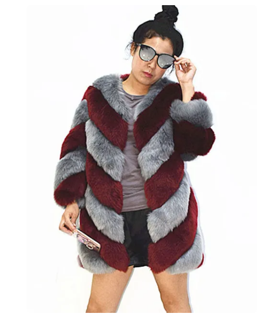 Women Luxury Faux Fox Fur Coat Women Fashion Winter Coat Thick Warm Fake Fur Jacket Coats