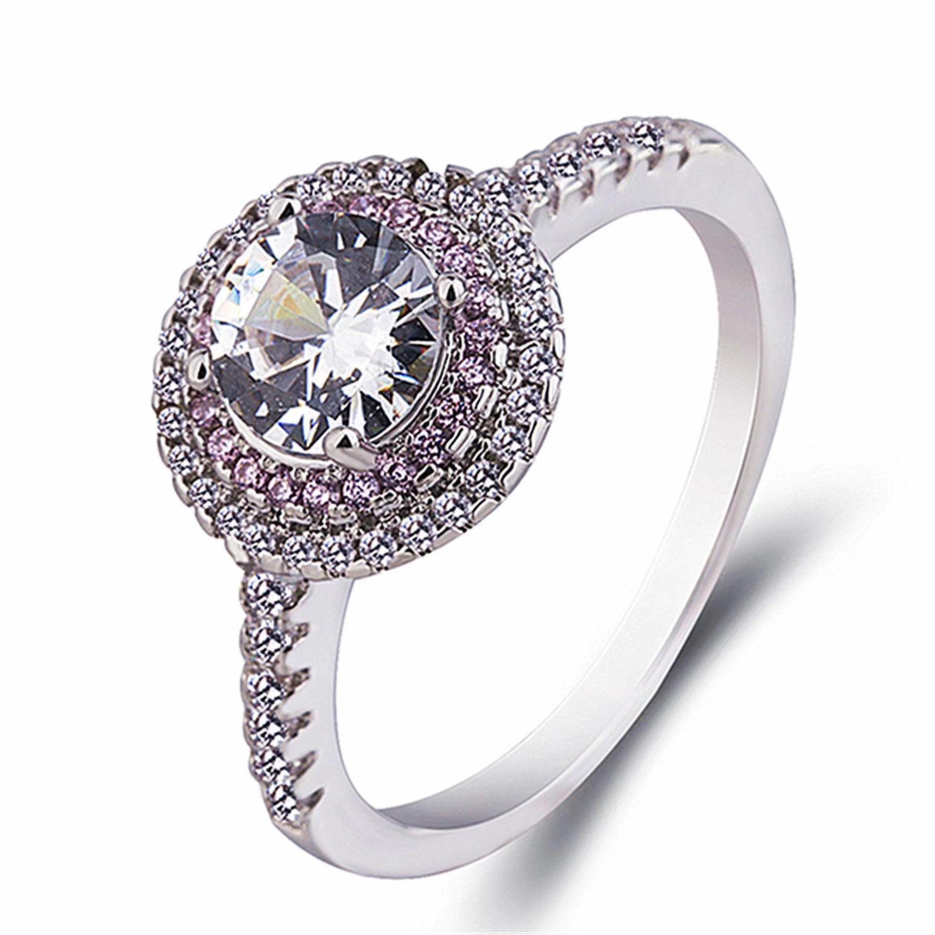 Eight Heart Eight Arrow Zircon Imitation Moissanite Ring for Women and Men's Six Claw Wedding Ring