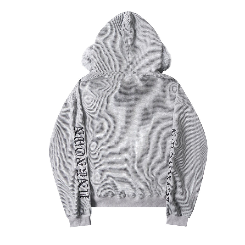 Cross Embroidered Zipper Hoodie