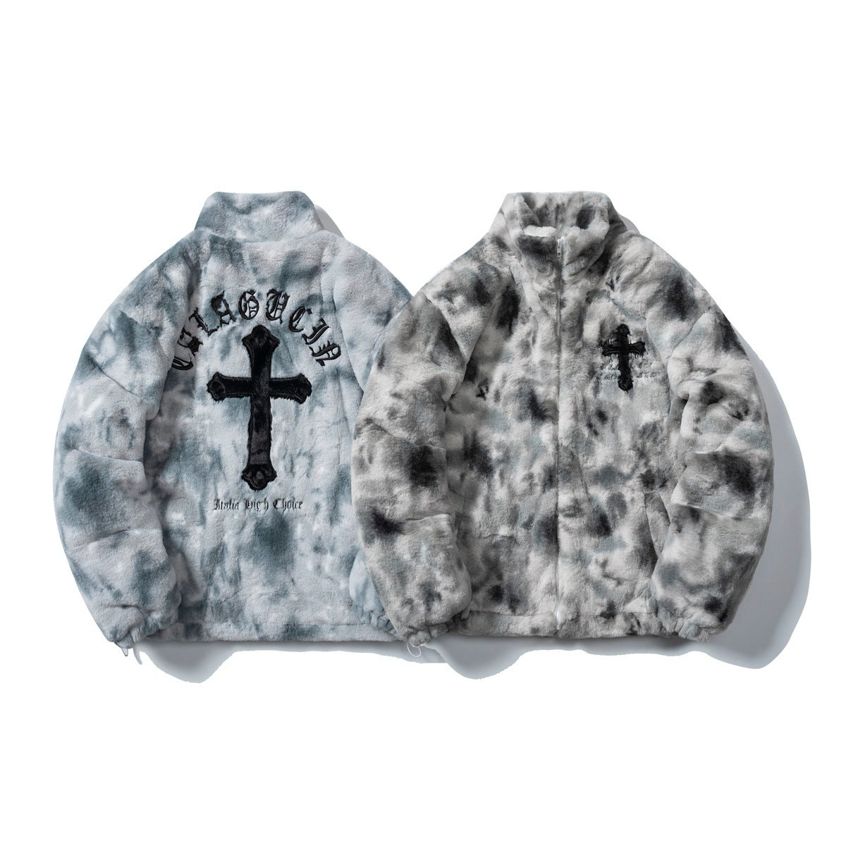 Cross Embroidered Cotton Coat