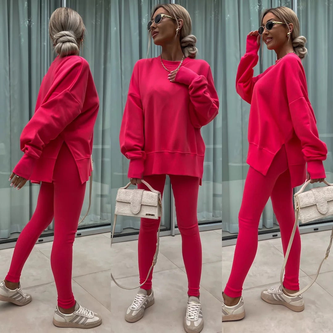 Women's Wear European and American Casual Tight Pants Loose Hoodie Set Two Piece Set