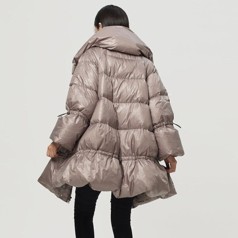 Stand Collar Long Sleeve Solid Color Loose Parkas Fashion Streetwear Coats For Women Winter Warm Clothing