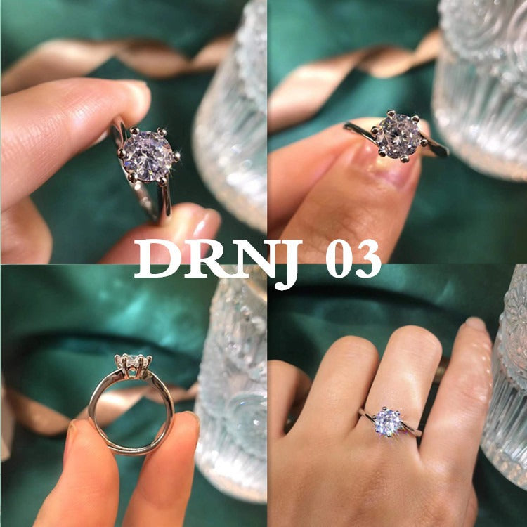 Eight Heart Eight Arrow Zircon Imitation Moissanite Ring for Women and Men's Six Claw Wedding Ring