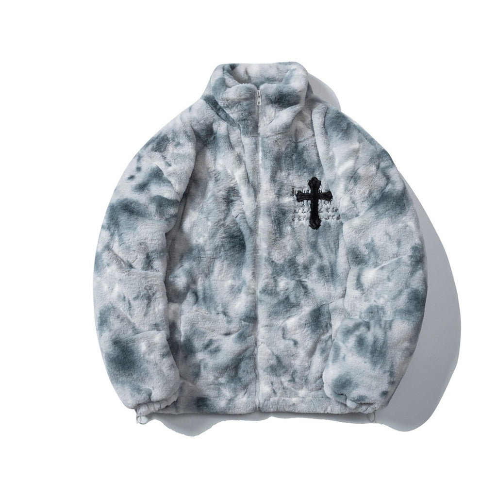 Cross Embroidered Cotton Coat
