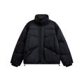 Placket Large Pocket Folded Line Stand-up Collar Puffer Down Jacket  White Duck Down Coat